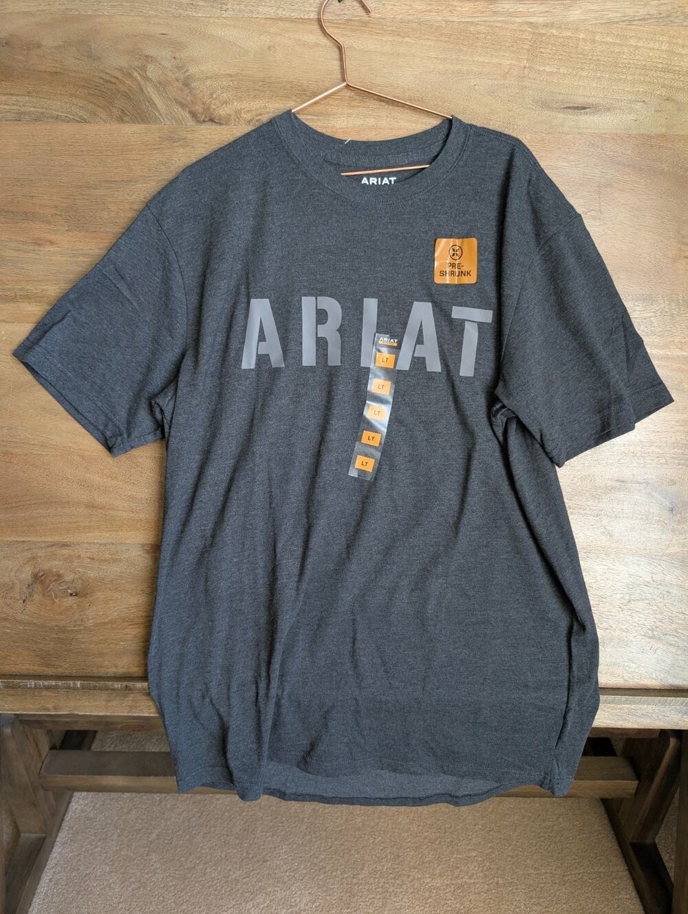 NWT Ariat Rebar Strong Block Work T-Shirt Mens L Tall Charcoal Gray Short Sleeve